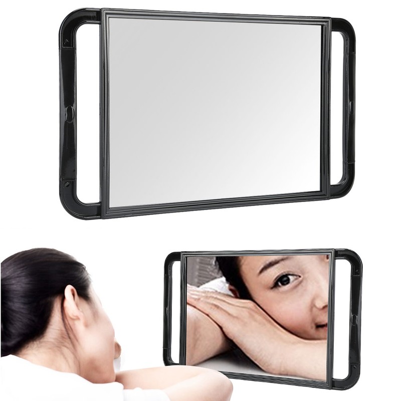 Double Handle Mirror Large Rectangle Makeup Barber Hair Handheld Back