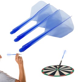 FEZTGVOFA 3 Pcs Darts, Break Resistant Plastic Molded Dart Flights, Transparent Dart Shafts, 2-in-1 Combined Flights and Stems, Durable Set for Novices and Professionals, Easy to Use(Blue)