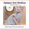 Sphynx Hairless Cat Shirt Rainbow Stripe Kitten T-Shirt With Sleeves,