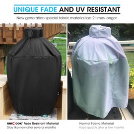 Unicook Grill Cover 31.5 Inch, Compatible with Large Big Green Egg, Kamado Joe, Pit Boss Grills, Heavy Duty Waterproof Ceramic Grill Cover, Fade Resistant Smoker Cover, 31.5" Dia X 31.5" H, Black