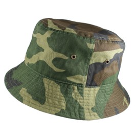 Gelante Camo Cotton Bucket Hat for Women and Men Packable Travel Summer Beach Hat 1900-Woodland-S/M