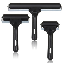 GBACHOOSE 3 Pack Rubber Brayer Rollers, Brayer Rollers for Crafting, Black Printmaking Brayer Arts Brayer for Printmaking Art Craft Stamping (6 cm,10 cm and 20 cm)