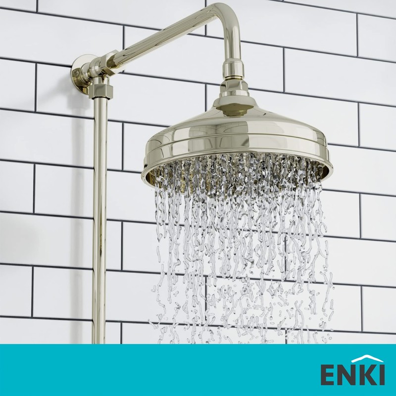 ENKI, R13, 200mm Traditional Fixed Large Shower Head Gold, Solid