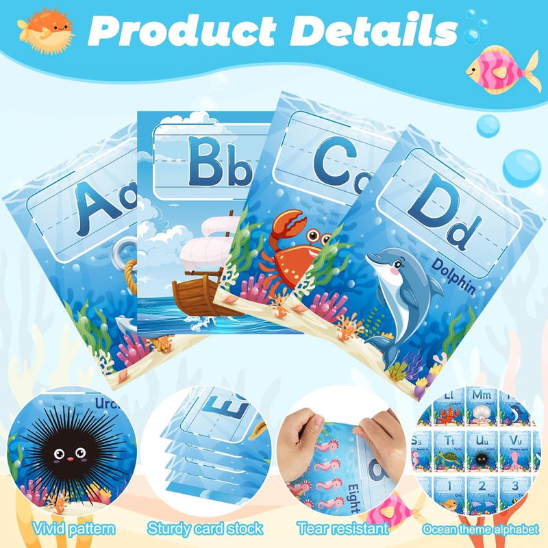 37 Pcs Alphabet for Classroom Wall Under The Sea Bulletin