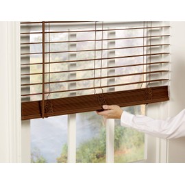 DEZ Furnishings QJBK244480 2 in. Cordless Faux Wood Blind, 24.5W x 48L Inches, Dark Oak