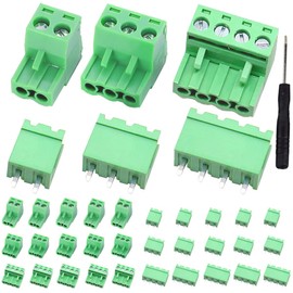 DAOKAI 30 Sets 2-Pin 3-Pin 4-Pin 2EDG 5.08mm Pitch Pluggable PCB Screw Terminal Block Adapters Straight Plug-in 2/3/4 Pin with Phillips Screwdriver