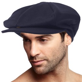 Gorra para hombre, 100% lana de invierno, súper grande, para chofer de Newsboy, Azul marino/flor y brillo, Talla única