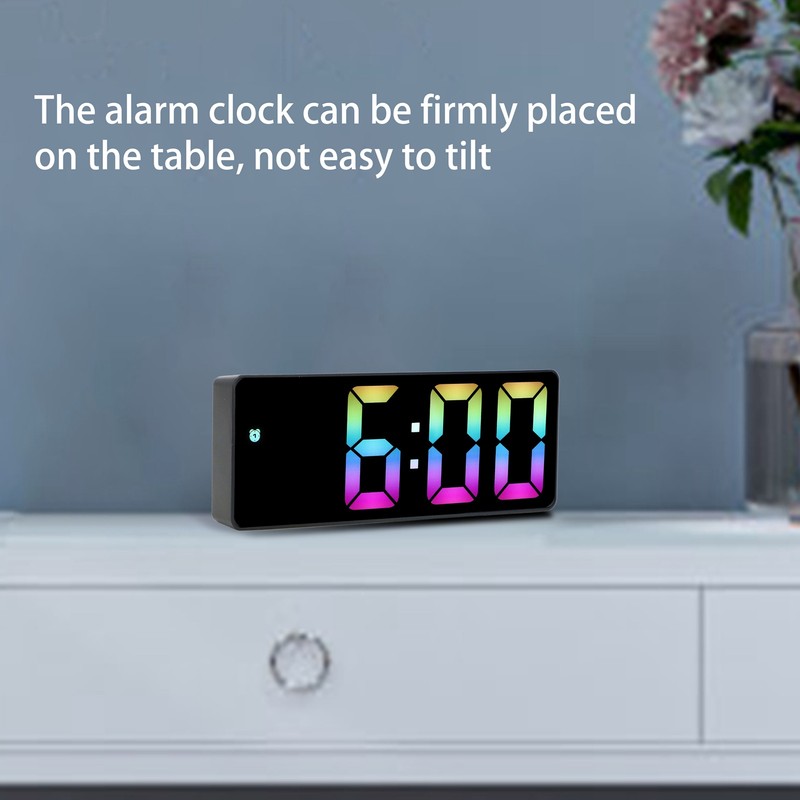 Colorful LED Digital Alarm Clock Large LED Screen Electronic Alarm