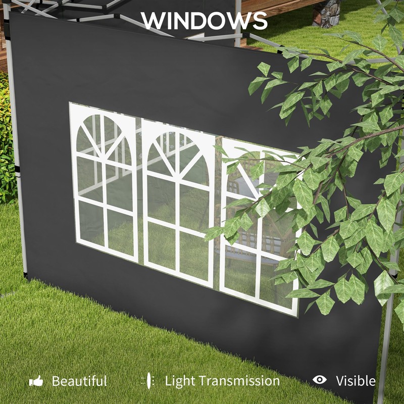 Outsunny Gazebo Side Panels with Window for 3x3(m) or 3x4m