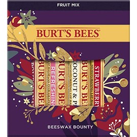 Burt's Bees Regalo navideño, 4 productos para rellenar calcetines de bálsamo labial, juego de frutas de cera de abejas, granada, mandarina dulce, coco, pera y sandía (versión antigua)