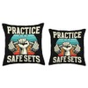 Practice Safe Sets Fitness Workout Training Retro Dumbbell Throw Pillow
