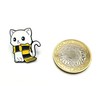 White Cat Yellow Scarf Wizard School Cute Metal Pin Badge