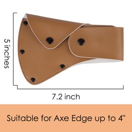 Linkidea Axe Cover, Protective Case for Axe Edge Length of 4 inches, Firm Vegan Leather Sheath with Metal Snap, Portable Hatchet Holster Belt Clip for Outdoor Hiking & Work (Brown)