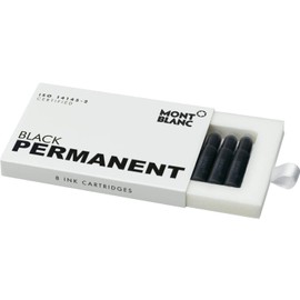 Montblanc Ink Cartridges Permanent Black 107757 – Document-Proof Fountain Pen Refills in Black – 8 International Standard Pen Cartridges