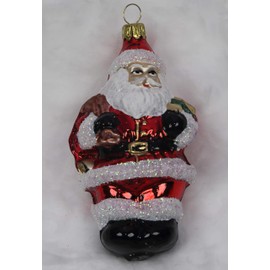 Lauschaer Glas Christmas Tree Decoration Santa Claus with Backpack Christmas Tree Decoration Mouth-Blown Hand-Decorated