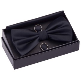 Gusleson Mens Maroon Wedding Bow tie Double Fold Pre-tied Bowtie and Pocket Square Cufflink Set (UK0570-01)