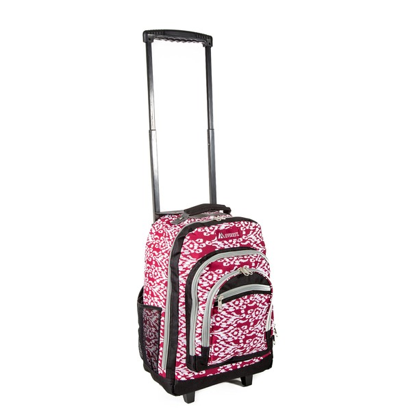 Everest Wheeled Backpack with Pattern, Burgundy/White Ikat, One Size