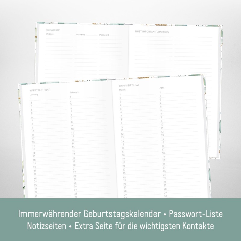 paper&you® A5 Address Book with Index A-Z [Gold Leaf] Book