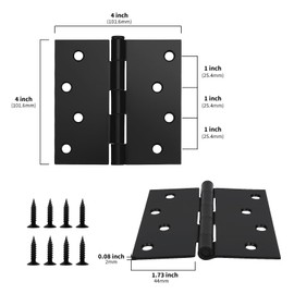 goldenwarm 12 Pack Matte Black Door Hinges 4 x 4 Inch Door Hinges Black Interior Door Hinges with Square Corners
