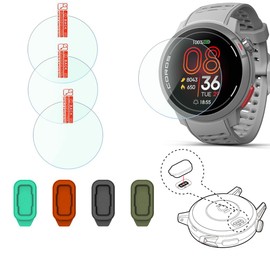 FCMEDZI Tempered Glass Protective film Compatible for Coros Pace Pro Screen Protector - 2.5D 9H Hardness HD Film + Charging Dust Plug (4+4 Pack, Anti-Scratch)