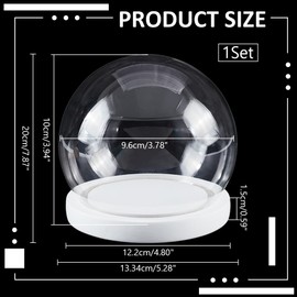 PH PandaHall Glass Display Dome Cloche, 13.5 cm Glass Bell Dome Lid for Decorative Glasses Display Case with White Base for Flower Storage Home Christmas Party Decoration