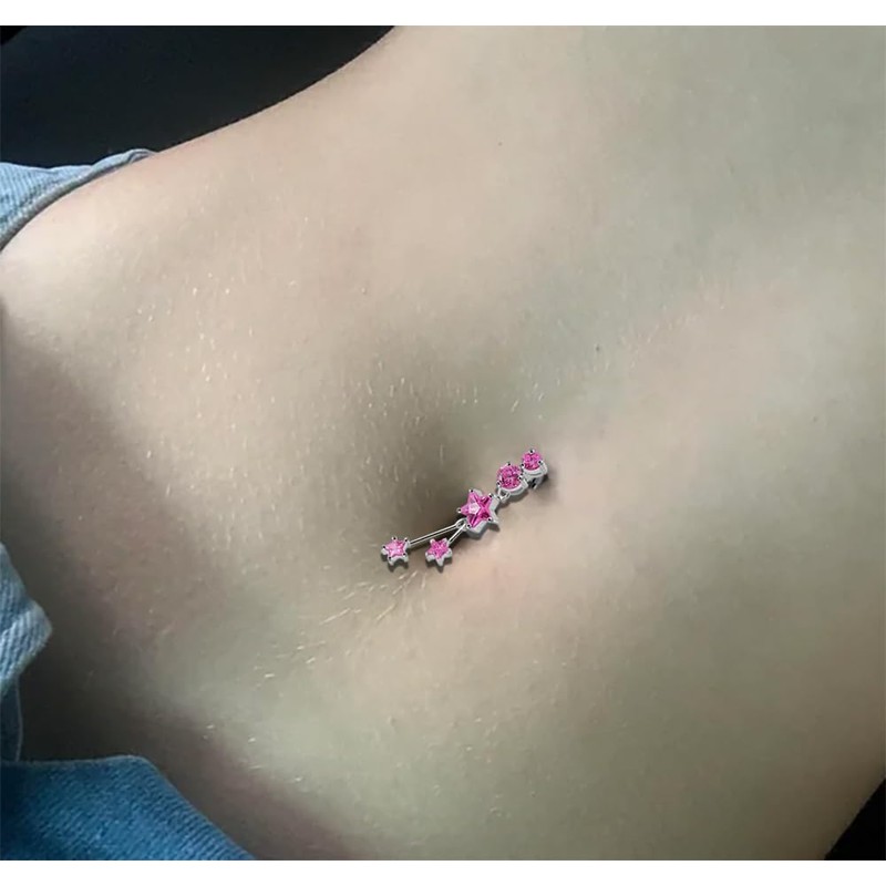 Dark Blue CZ Crystal Stone Two Round and Triple Star