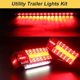 EXERAUO Boat Trailer Lights LED Kit, Submersible Boat Trailer Light, Stop Turn License Light IP68 w/Marker Lights, Wiring Harness Light Bar for Boat Truck Snowmobile