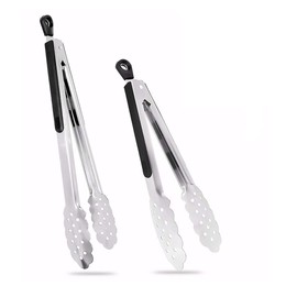 harmiey Kitchen Tongs, 2 packs Barbecue Tongs (9” and 12”) Stainless Steel Cooking Tongs Heat Resistant Handle Smart Locking Clip Non-Slip for BBQ, Salad, Grill, Fry, Serving