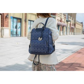 Mia K Collection PU Leather Backpack Purse for Women & Teen Girls - Ladies Fashion Travel - Big Bookbag Top-Handle Beige