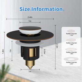 iFealClear Metal Universal Bathroom Sink Stopper, Upgraded Stainless Steel Sink Drain Strainer for 1.1''~2.36" Basin Pop Up Drain Strainer, Anti-Clogging Filter Basket, Oil Rubbed Bronze