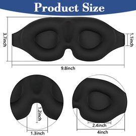 JUGUTA 3D Schlafmaske Für Seitenschläfer, 100 % Lichtdicht, Mit Vertieftem Augenbereich, Schont Wimpern, Weich & Bequem, Inkl. Tasche – Für Frauen Herren, Ideal Für Reisen, Schwarz