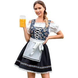 frawirshau Oktoberfest Costumes Women Bavarian Costume Oktoberfest Outfits Women German Dress Dirndl Dress for Women Navy Blue 32019 3XL