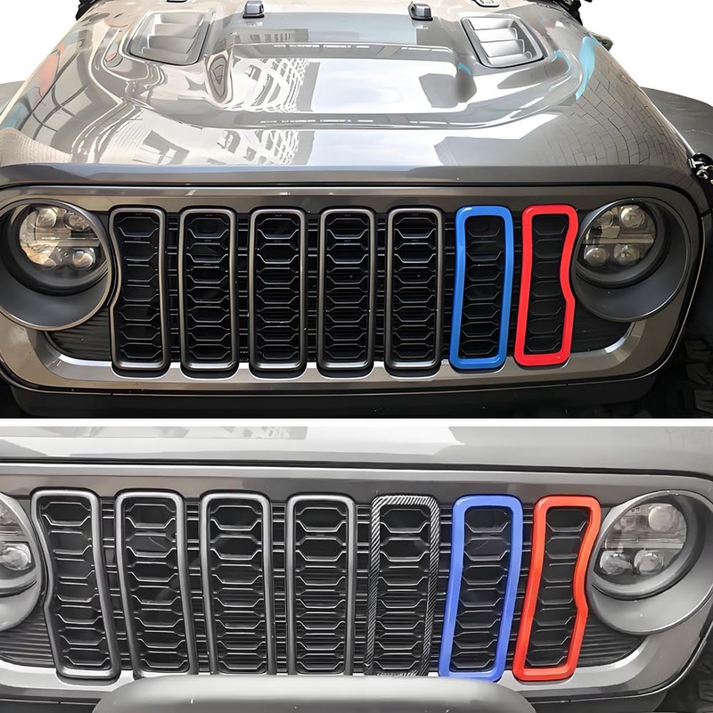 2PCS Front Grill Rings Frame Grille Inserts Cover Trim Kit