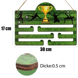 BETESSIN Fussball Medaillenhalter Holz - Fußball-Medaillen-Aufhänger - Medaillen Aufbewahrung - Medaillenständer für Fußballspieler Geschenk, Wand Dekoration UVM. (30x17cm)