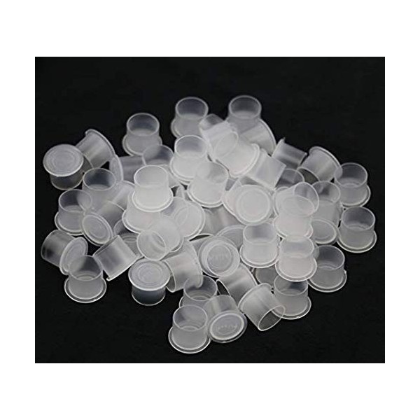Needlehouse 1000pcs Tattoo Ink Caps Professional Tattoo Ink Cups With Base, Caps Plastic Transparent Pigment Cups Caps Tattoo Supplies (1714mm)