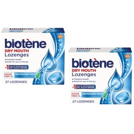 Biotene Dry Mouth Lozenges, Refreshing Mint Flavor, Freshens Breath, Sugar-Free, Great for On-the-Go Relief, 27 Count (Pack of 2)