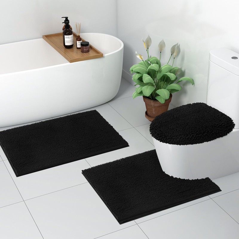 Smiry Soft Chenille Bathroom Toilet Lid Cover, Machine Washable Covers,