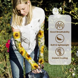 ShinHye UV Cooling Sleeves Gardening Sleeves UV Protection Anti-Scratch Sun Protection Arm Sleeves for Garden Outdoors (Yellow)