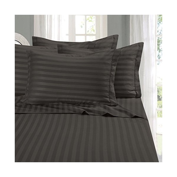 Elegant Comfort Best, Softest, Coziest Stripe Sheets Ever! 1500 Thread Count Egyptian Quality Luxury Silky-Soft Wrinkle & Fade Resistant 4-Piece Bed Sheet Set, Deep Pocket Up to 16" -King Gray