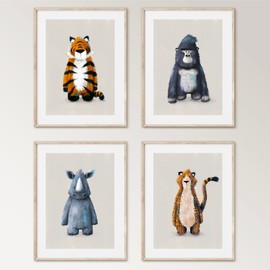 Tigercub Prints Jungle Safari Animal Nursery Prints | A3 Set of 4 | Printed on 250gsm Professional Quality Paper | Designed and Printed in UK | Nursery Decor | Baby and Kids Wall Art