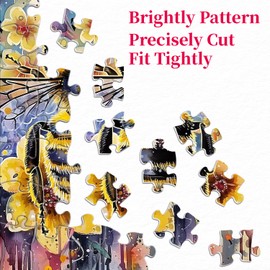 Vintage Bee Puzzles for Adults 1000 Pieces,Animal Plant Flower Puzzle,Retro Nature Floral Jigsaw Puzzle Challenge