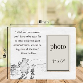 AKFVNSFK Pooh Bear Picture Frame, Classic Pooh Nursery Gifts for Kids Grandkids, Farewell Gifts for Women Men, Long Distance Gifts Photo Frame for 4 x 6 Inch Photo