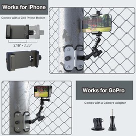 MOHOSOKO Magnetic Fence Mount - Post Mount for Mevo Start, GoPro, iPhone and Action Cameras, Two 1/4" Mount Points Camera Magnet Holder for Game Changer at Baseball Field