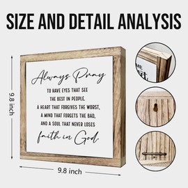 Scripture Sign, Always Pray to Have Eyes That See the Best In People Sign, Wooden Plaques Box Signs, Inspirational Bible Verse Decor Sign, Christian Tabletop Decor, Religious Decor Art