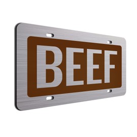JASS GRAPHIX Brown Beef License Plate Mirror Acrylic Car Tag - Available in Several Colors. Perfect for Cattle Farmers