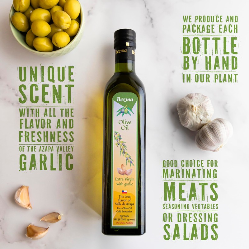 Bezma Garlic-Infused Extra Virgin Olive Oil, Cold Extracted, 16.9 fl