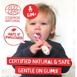 Jack N' Jill Natural Certified Toothpaste - Baby & Toddler Toothpaste, Fluoride-Free, 40% Xylitol, Sugar-Free, Safe for 6 Months and Up, Makes Tooth Brushing Fun, Organic Blackcurrant Flavour, 2 x 50g