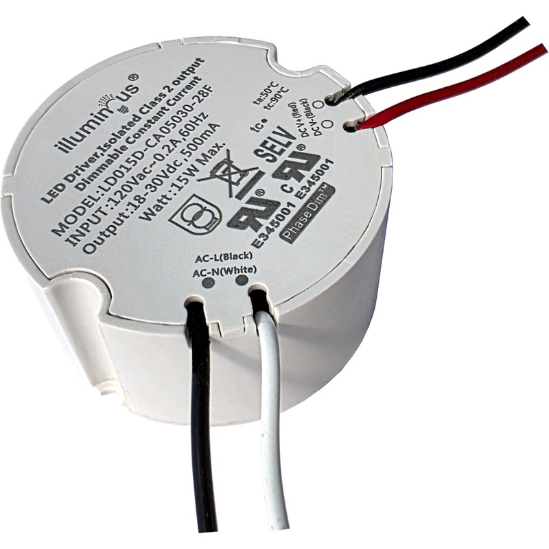 Illuminous LED Driver, 15W Constant Current 500mA, Dimmable, UL Approved,