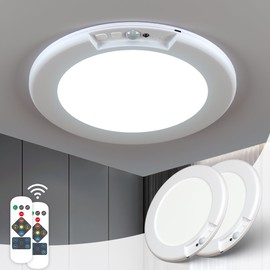 Yurnero 2 Pack Rechargeable Motion Sensor Closet Light with Remote - Ultra-Thin Magnetic Suction Wireless Ceiling Lights Battery Operated, 400LM Closet Light for Closets, Stairs, Hallway, Garage