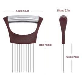 Stainless Steel Onion Holder for Slicing,Onion Slicer Holder, Onion Cutter for Slicing of Onions, Tomatoes,Avocados,Eggs and Other Vegetables,Kitchen Utensils Gift (Wine Red)